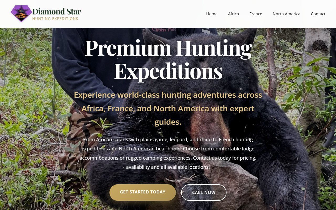 Diamond Star Hunting Expeditions website screenshot