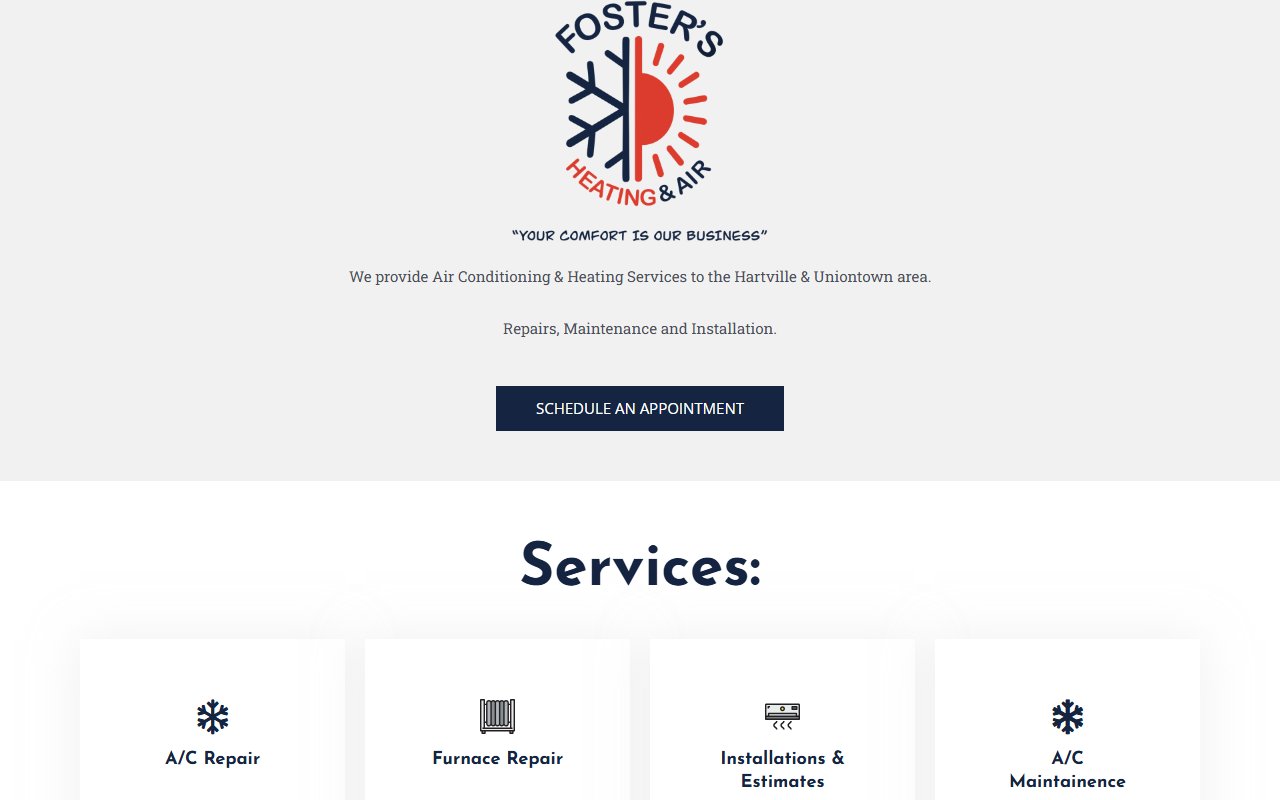 Foster's Heating & Air website screenshot